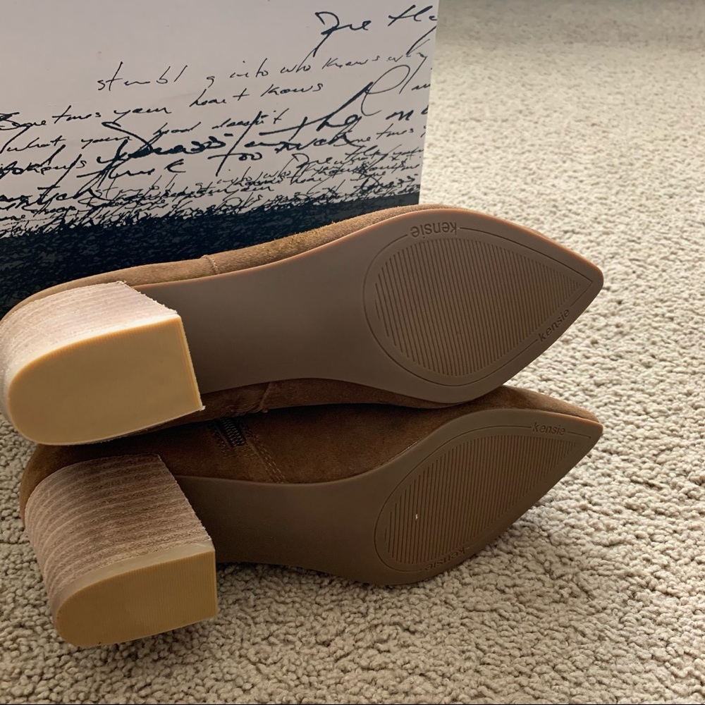NEW Kensie Brown Suede Heeled Booties - Picture 12 of 14